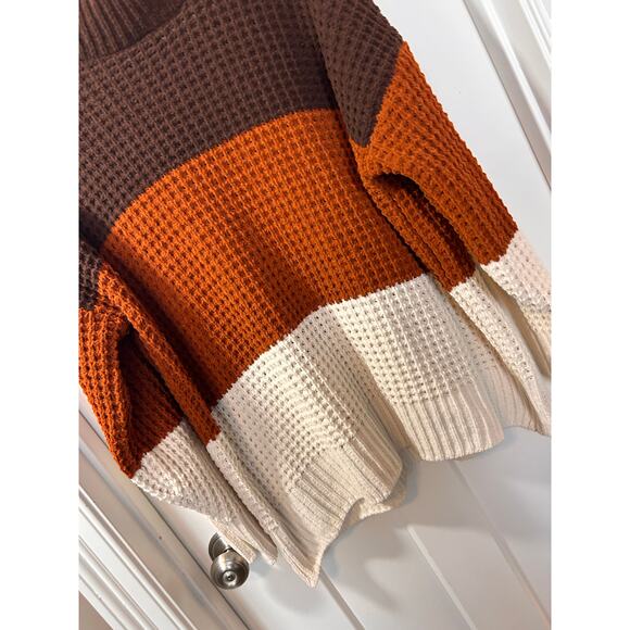 Gypsy Cloud Women's Colorblock Waffle Knit Turtleneck Sweater Multicolor Size 1X - Picture 4 of 10